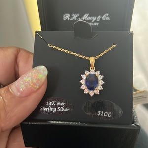 Lab Created Blue Sapphire (1- 1/3 Ct. T. W. & White Sapphire (1/2 Ct. T.W.)